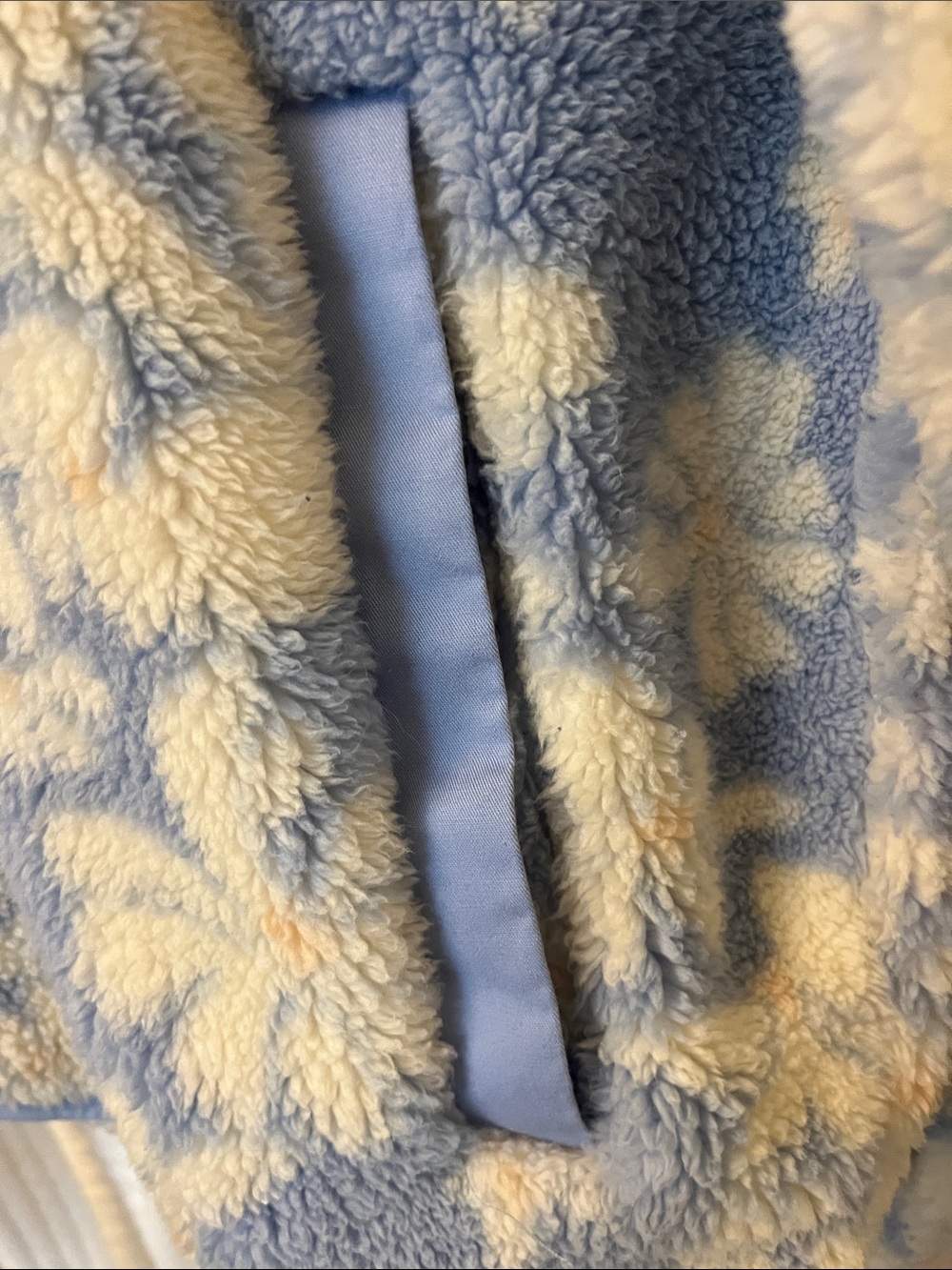 Rip Curl Light Blue and Cream Floral Sherpa Half-Zip Pullover - Picture 5 of 5